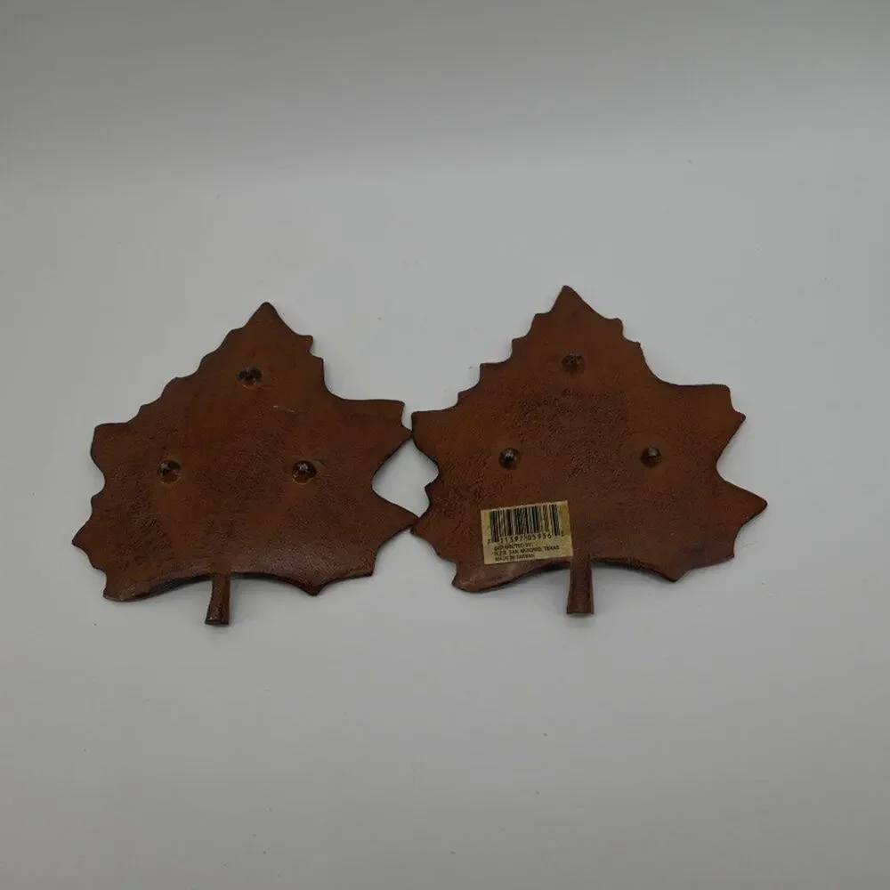 Fall Home Candle Holder Decor Metal Maple Leaf Plates Trays Trivets Footed